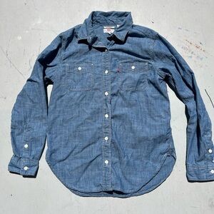 Women's Levi's Shirt Blue Denim Solid XS Chore Ranch Classic Western Work